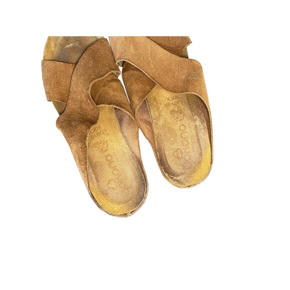 Yokono Brown Leather Strappy Suede  Wedge Cadiz Sandals Womens Size 7.5 Cork - Picture 9 of 12